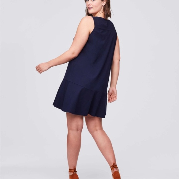 LOFT Navy Blue Lace Detail Mini Dress - Picture 2 of 6